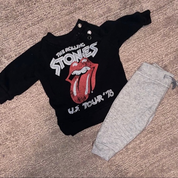 the Rolling Stones Other - Baby 2pc Rolling Stones Long Sleeve Fleece Pullover and Jogger Set - Black